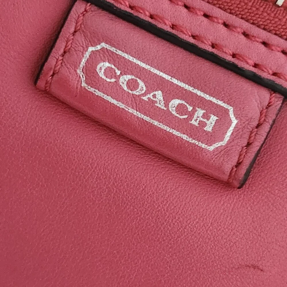 Coach Pink Coral Leather Crossbody Bag Purse - Picture 5 of 13